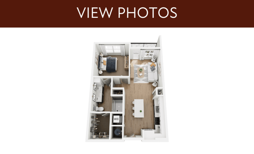 A1 - 1 bedroom floorplan layout with 1 bathroom and 775 square feet