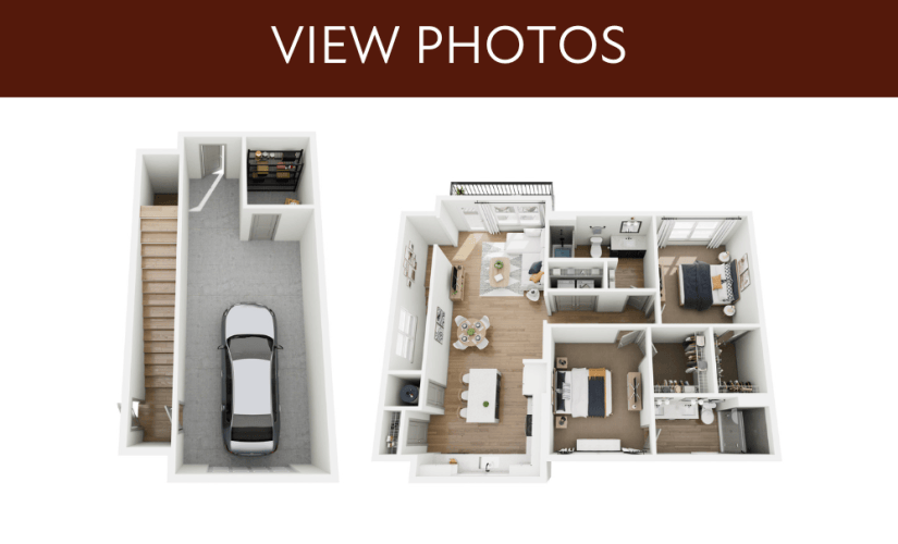 B3 | Carriage Home - 2 bedroom floorplan layout with 2 bathrooms and 1284 square feet